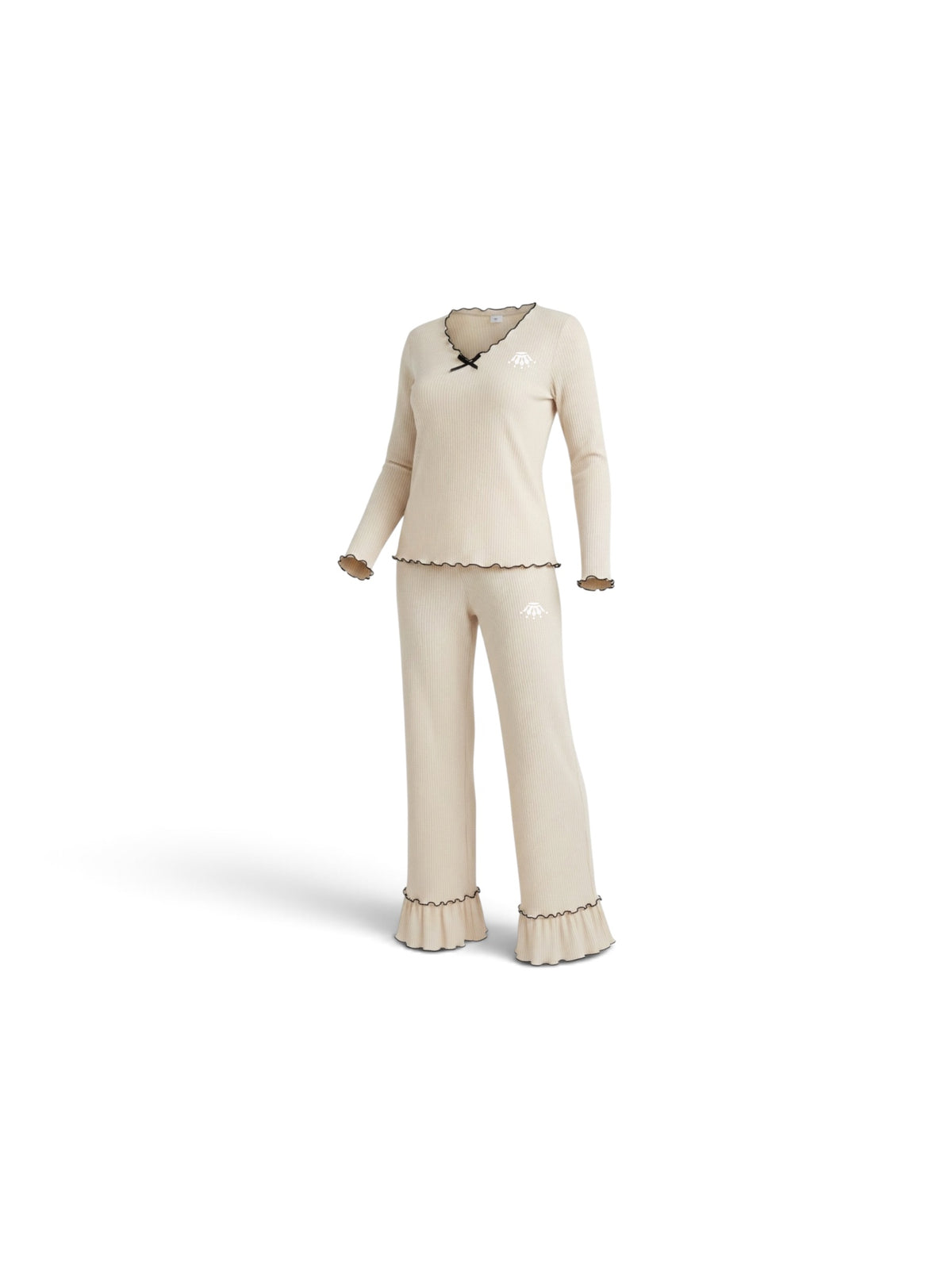 Tan Ribbed Lounge Set