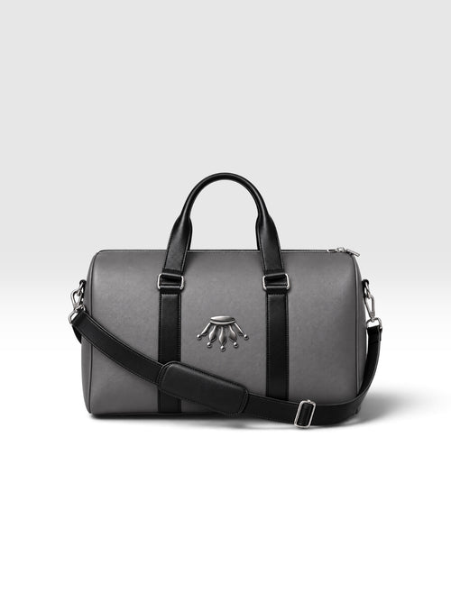 Grey Leather Travel Duffel